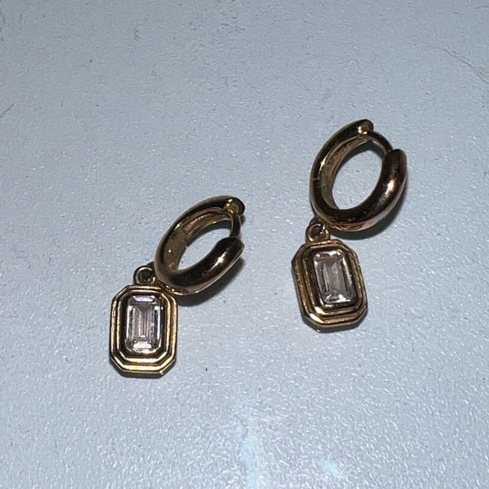 Gold Bezel Huggie earrings local eclectic